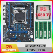 комплекты материнских плат x99 huananzhi x99 xeon e5 2650 v4 для x99 cooler ddr4 cpu combo pc gamer computador mini itx 32gb kit