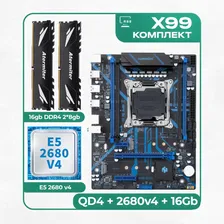 HUANANZHI Материнская плата Комплект материнской платы X99: QD4 + Xeon E5 2680v4 + DDR4 16Гб Atermiter 2666Mhz