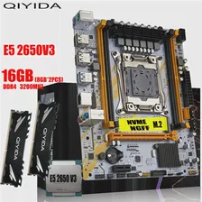 Комплект материнской платы QIYIDA X99 с процессором LGA2011-3 Intel Xeon E5 2650 V3 16 ГБ (2*8G) 3200 МГЦ DDR4 Настольная память M-ATX M.2 E5 D4
